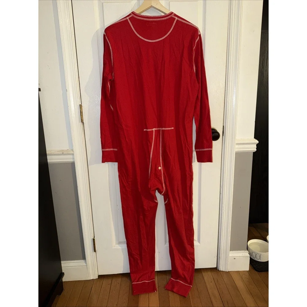 NEW J.Crew Men's Knit Goods Red Thermals Long Sleeve Size M 90's Holiday Flap